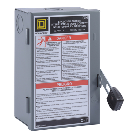 SQUARE D Single Throw Safety Switch, 30A, 240V AC, 2 Poles L211N